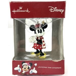 Hallmark Disney Minnie Mouse Christmas Ornament w/Polka Dot Dress Flower & Scarf